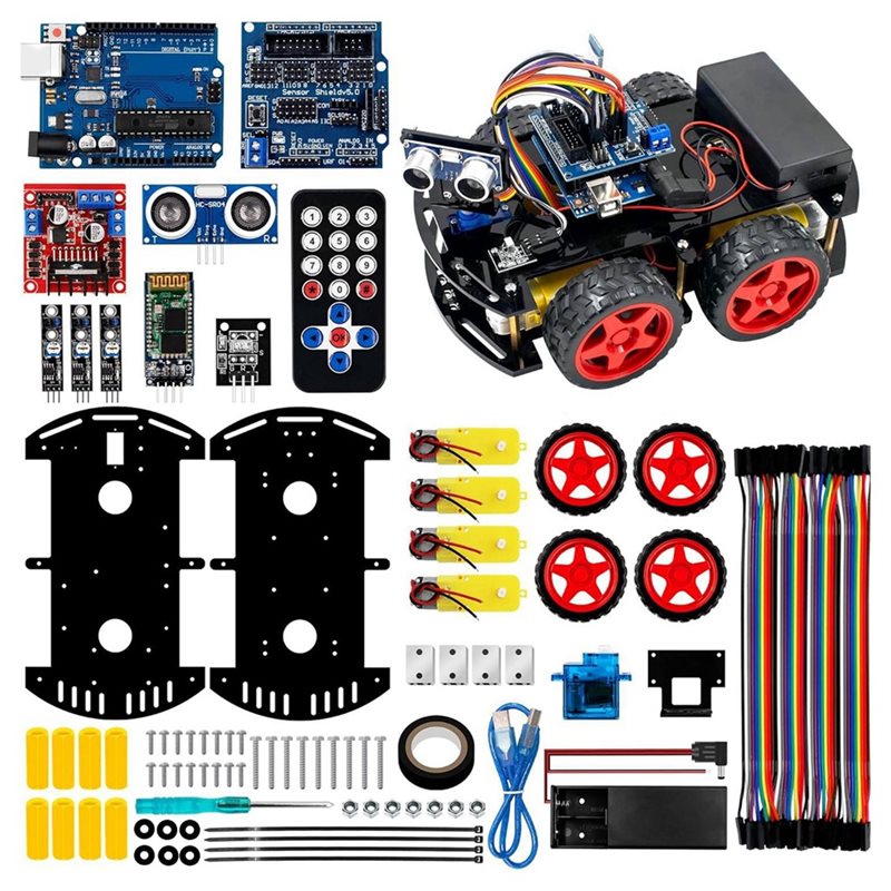 Arduino Uno Starter Kit - WOWFU-4WD Akıllı Robot Araba Kiti Arduino